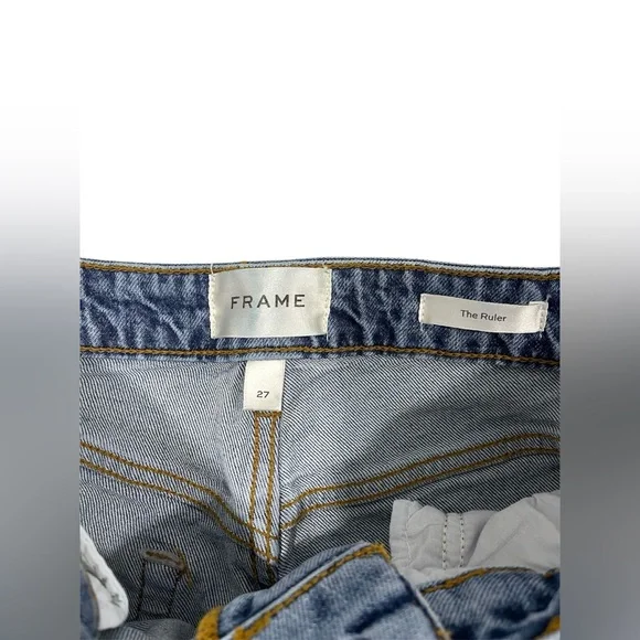 FRAME The Ruler High Rise Straight Leg Blue Denim Jeans sz 27 Minimalist - Picture 8 of 16